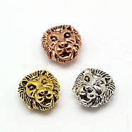 Tibetan Style Alloy Animal Lion Head Beads, Mixed Color, 13x12x7mm, Hole: 2mm(PALLOY-A063-02)