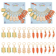 Food Theme Alloy Enamel Pendant Stitch Markers, Crochet Leverback Hoop Charms, Locking Stitch Marker with Wine Glass Charm Ring, Mixed Shapes, Mixed Color, 4.4~4.7cm, 4 style, 3pcs/style, 12pcs/set(HJEW-AB00346)