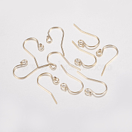 JK Findings, Yellow Gold Filled Earring Hooks, 1/20 14K Gold Filled, 20mm, Hole: 2mm, Pin: 0.6mm(X-KK-K200-05G)