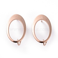 201 Stainless Steel Stud Earring Findings, with Vertical Loop and 316 Stainless Steel Pin, Oval, Real Rose Gold Plated, 19x12mm, Hole: 2.5mm, Pin: 0.7mm(STAS-K241-26RG)