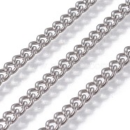 201 Stainless Steel Curb Chains, Unwelded, Stainless Steel Color, 4x3x2mm(CHS-P007-28P)