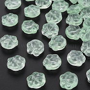 Transparent Baking Painted Glass Beads, Paw Print, Light Green, 13.5x15x8.5mm, Hole: 1.2mm(GLAA-S190-021-A05)