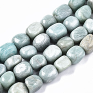 Natural Flower Amazonite Beads Strands, Tumbled Stone, Nuggets, 12~20x10~16x10~15mm, Hole: 1mm, about 26~27pcs/strand, 15.75 inch(40 cm)(G-S364-059)