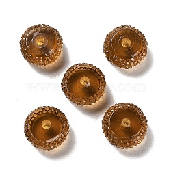 Transparent Resin Beads, Textured Rondelle, Saddle Brown, 12x7mm, Hole: 2.5mm(RESI-B020-08P)