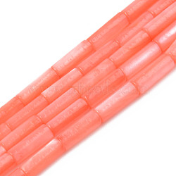 Natural Freshwater Shell Beads Strand, Dyed, Column, Coral, 9x3mm, Hole: 0.8mm, about 38pcs/strand, 16.93 inch(43cm)(SHEL-T017-40C)