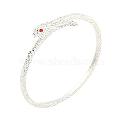 Alloy Bangles, with Rhinestone for Women, Snake, Silver, Inner Diameter: 2-1/4 inch(5.6cm)(BJEW-A006-01S)