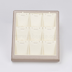 PU Leather Jewelry Set Displays, with Board, Rectangle, White, 25x22x5cm(ODIS-G013-08A)