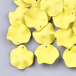 Spray Painted Iron Pendants, Petal, Yellow, 22x21x7mm, Hole: 1mm(X-IFIN-S704-21A)