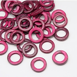 Dyed Wood Jewelry Findings Coconut Linking Rings, Deep Pink, 20~23x2~5mm(COCO-O006C-08)