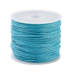 Cotton Waxed Cord, Deep Sky Blue, 1mm, about 27.34 yards(25m)/roll(X-YC-D002-02)