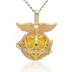 Golden Tone Brass Hollow Round Cage Pendants, with No Hole Spray Painted Brass Ball Beads, Gold, 28x27x20mm, Hole: 3x8mm(KK-J237-06G)