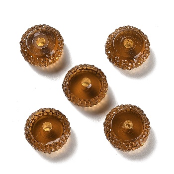 Transparent Resin Beads, Textured Rondelle, Saddle Brown, 12x7mm, Hole: 2.5mm