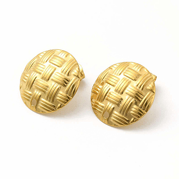 304 Stainless Steel Stud Earring Findings, Flat Round, Golden, 20mm, Hole: 1.6mm, Pin: 0.8mm