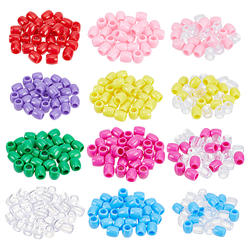 360Pcs 12 Colors Plastic European Beads, Large Hole Beads, Barrel, Mixed Color, 12x11mm, Hole: 6.2mm, 30pcs/color