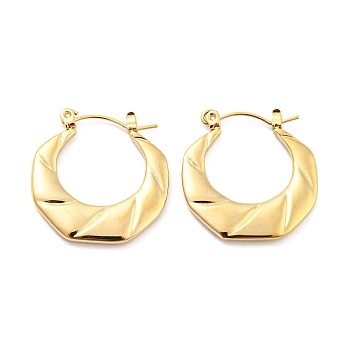 Twist Ring 304 Stainless Steel Hoop Earrings for Women, Real 14K Gold Plated, 24.5x24x2.5mm