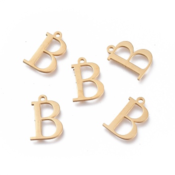 304 Stainless Steel Charms, Greek Alphabet, Golden, Letter.B, 14x9x1mm, Hole: 1.2mm