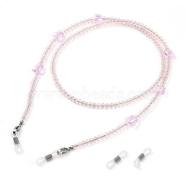 Stainless Steel Color Pink Glass Eyeglass Chains