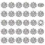 30Pcs Alloy Crystal Rhinestone Cabochons, Flower, Silver, 15x6mm(FIND-FG0004-69S)