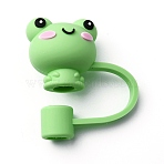 Cartoon Style Silicone Straw Cap, Dustproof Covers, Reusable Drinking Straw Tips Cap, Frog Pattern, 80mm, Hole: 8mm(FIND-WH0152-96L)