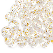 Transparent Acrylic Beads, with Glitter Powder, Round, Gold, 10mm, Hole: 1.8mm, about 960pcs/500g(MACR-S361-02B-10mm)
