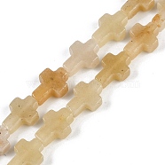 Natural Topaz Jade Beads Strands, Cross, 13.5x9.5x4.5mm, Hole: 0.7mm, about 28pcs/strand, 15.55''(39.5cm)(G-I369-A10-01)