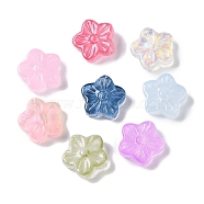 Baking Paint Glass Beads, Flower, Mixed Color, 12.5x13x4.5mm, Hole: 1.2mm(GLAA-S202-06)