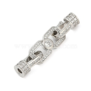 Brass Micro Pave Clear Cubic Zirconia Fold Over Clasps, Long-Lasting Plated, Rack Plating, Infinity, Platinum, 35mm(KK-H202-20P)