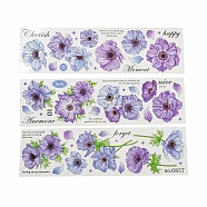 3Pcs 3 Styles Flower PET Waterproof Stickers Sets, Adhesive Decals for DIY Scrapbooking, Photo Album Decoration, Medium Purple, 210x60x0.1mm, 3pcs/set(STIC-C008-02C)