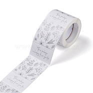 Coated Paper Sealing Stickers, Rectangle with Word, for Gift Packaging Sealing Tape, Floral Pattern, 80x50mm, 150pcs/roll(DIY-A018-03B)