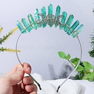 Raw Natural Quartz Hair Bands, Triple Moon Metal Hair Bands, for Women Girls, Turquoise, 180x125x20mm(PW-WG74161-15)