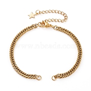Vacuum Plating 304 Stainless Steel Diamond Cut Curb Chains Bracelet Makings, with 304 Stainless Steel Lobster Claw Clasps, Chain Extender & Jump Rings, Golden, 6-1/4 inch(16cm)(AJEW-JB00878)
