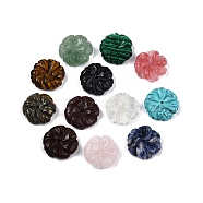 Natural & Synthetic Mixed Stone Carved Beads, Mixed Dyed and Undyed, Flower, 18.5~20.5x5~6.5mm, Hole: 1mm(G-N344-37)