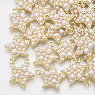 ABS Plastic Imitation Pearl Pendants, with Alloy Findings, Star, Light Gold, 19x17x5mm, Hole: 1.8mm(PALLOY-T071-002)