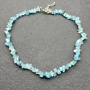 Light Blue Cat Eye Chip Beaded Necklaces for Women(IW6789-68)