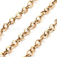 PVD Vacuum Plating 304 Stainless Steel Rolo Chains, Soldered, with Spool, Golden, Link: 4~5x0.8mm(CHS-H026-08B-G)