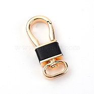 Alloy Keychain Clasps, with Microfiber Leather, Black, 50.5x20x8mm, hole: 14x4mm(FIND-WH0075-47B)