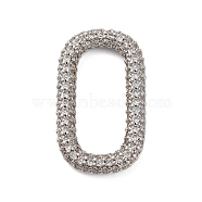 Rack Plating Brass Micro Pave Clear Cubic Zirconia Linking Rings, Long-Lasting Plated, Cadmium Free & Lead Free, Platinum, Oval, 25x14x3mm, Inner Diameter: 19x8mm(KK-Z070-12P-03)