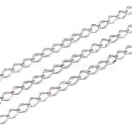 Tarnish Resistant 304 Stainless Steel Curb Chains, Soldered, Stainlesss Steel Color, 3x2x0.3mm(CHS-L001-56-0.3mm)