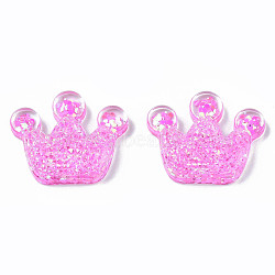 Transparent Resin Cabochons, with Paillette, Crown, Hot Pink, 20x24.5x8mm(CRES-N034-16B)