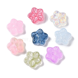 Baking Paint Glass Beads, Flower, Mixed Color, 12.5x13x4.5mm, Hole: 1.2mm(GLAA-S202-06)