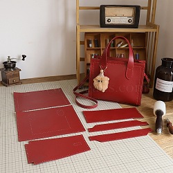 DIY Crossbody Bags Set,Including PU Leather Bag Materials, Rectangle, Red, 200x250x110mm(PW-WGAB7DE-04)