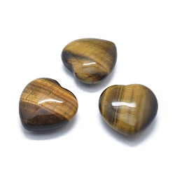 Natural Tiger Eye Heart Love Stone, Pocket Palm Stone for Reiki Balancing, 40~41x40~41x18~19mm(G-F678-26)