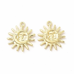 Rack Plating Alloy Pendants, Cadmium Free & Nickel Free & Lead Free, Sun with Moon Pattern Charm, Light Gold, 28x25x3mm, Hole: 2mm(FIND-G054-10LG)