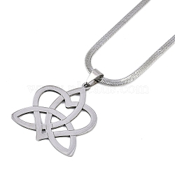 304 Stainless Steel Trinity Heart Pendant Box Chain Necklaces, Stainless Steel Color, 16.54 inch(42cm)(NJEW-M010-01p)