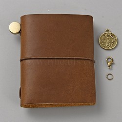 Leather Notebook, Travel Journal, Rectangle, Saddle Brown, 85x80x18mm(AJEW-WH20009-24C)