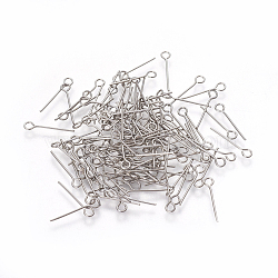 Tarnish Resistant 304 Stainless Steel Eye Pin, Stainless Steel Color, 13.5x0.5mm, Pin: 0.5mm(STAS-I101-56P)