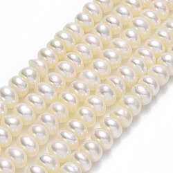 Natural Cultured Freshwater Pearl Beads Strands, Round, Linen, 5~6x5.5x4mm, Hole: 0.6mm, about 92~101pcs/strand, 15~15.12''(38.1~38.4cm)(PEAR-A005-02A)