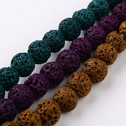 Dyed Round Natural Lava Rock Beads Strands, Mixed Color, 10mm, Hole: 1mm, about 40pcs/strand, 15.7 inch(G-O132-M-10mm)