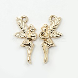 Nickel Free & Lead Free Golden Plated Alloy Fairy Pendants, Long-Lasting Plated, Halloween, Golden, 25x12x3mm, Hole: 1mm(PALLOY-J169-46G-NR)