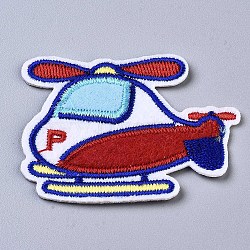 Helicopter Appliques, Computerized Embroidery Cloth Iron on/Sew on Patches, Costume Accessories, Colorful, 48x66x1.5mm(DIY-S041-022)